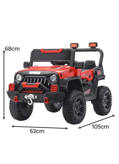 3 Years+ Rechargeable Kids Ride-On Jeep Car with Bluetooth, Remote Control, 2 Speeds, Swing Function &amp; Shock Absorbers (L105 x W63 x H68)cm – Grey