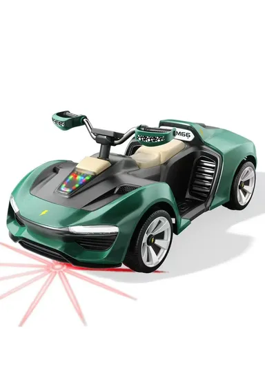 3 Years+ Rechargeable Kids Ride-On Sports Car with Bluetooth, Remote Control, 4 Motors, Swing Function &amp; Shock Absorbers (L130 x W61.8 x H51.5)cm – Green 