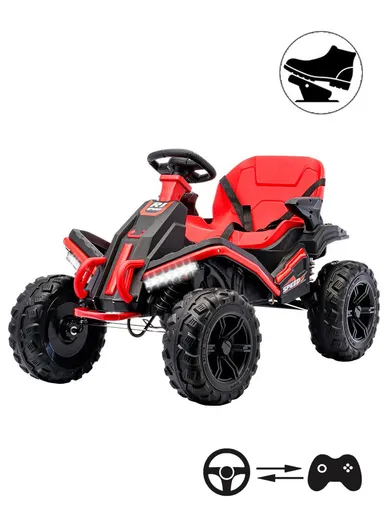3 Years+ Rechargeable Kids Ride-On ATV Car with Bluetooth, Remote Control, 2 Speeds, Swing Function &amp; Shock Absorbers (L102 × W73 × H65)cm – Red 