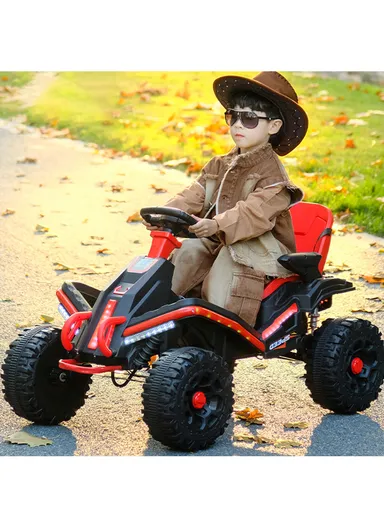 3 Years+ Rechargeable Kids Ride-On ATV Car with Bluetooth, Remote Control, 2 Speeds, Swing Function &amp; Shock Absorbers (L102 × W73 × H65)cm – Red 