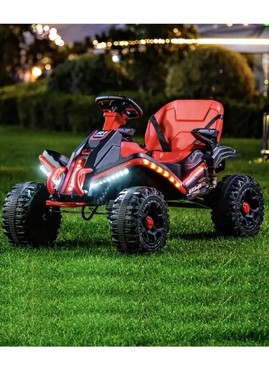 3 Years+ Rechargeable Kids Ride-On ATV Car with Bluetooth, Remote Control, 2 Speeds, Swing Function &amp; Shock Absorbers (L102 × W73 × H65)cm – Red 