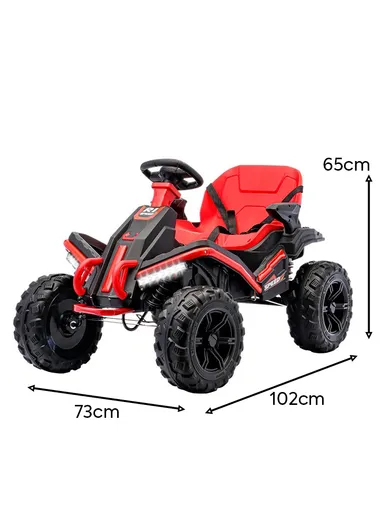 3 Years+ Rechargeable Kids Ride-On ATV Car with Bluetooth, Remote Control, 2 Speeds, Swing Function &amp; Shock Absorbers (L102 × W73 × H65)cm – Red 