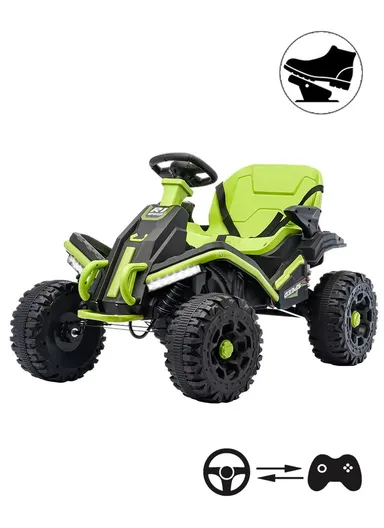 3 Years+ Rechargeable Kids Ride-On ATV Car with Bluetooth, Remote Control, 2 Speeds, Swing Function &amp; Shock Absorbers (L102 × W73 × H65)cm – Green