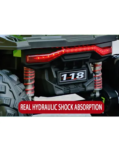 3 Years+ Rechargeable Kids Ride-On ATV Car with Bluetooth, Remote Control, 2 Speeds, Swing Function &amp; Shock Absorbers (L102 × W73 × H65)cm – Green