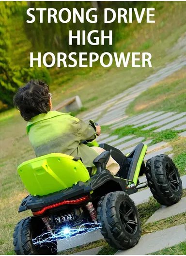 3 Years+ Rechargeable Kids Ride-On ATV Car with Bluetooth, Remote Control, 2 Speeds, Swing Function &amp; Shock Absorbers (L102 × W73 × H65)cm – Green