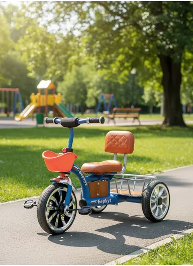 2–6 Years Iron Frame Kids Tricycle with Backrest Seat, Storage Basket &amp; Handles Y-TS2751 - Blue
