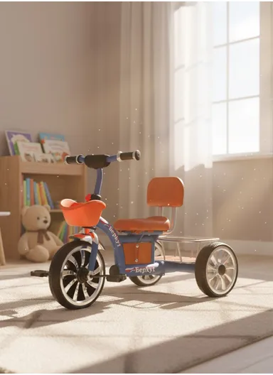 2–6 Years Iron Frame Kids Tricycle with Backrest Seat, Storage Basket &amp; Handles Y-TS2751 - Blue