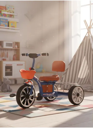 2–6 Years Iron Frame Kids Tricycle with Backrest Seat, Storage Basket &amp; Handles Y-TS2751 - Grey