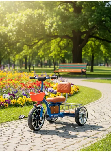 2–6 Years Iron Frame Kids Tricycle with Backrest Seat, Storage Basket &amp; Handles Y-TS2751 - Grey