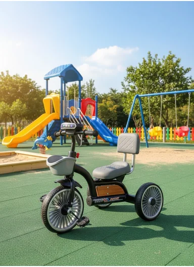 2–6 Years Iron Frame Kids Tricycle with Backrest Seat, Music &amp; Light, Front Storage Basket &amp; Handles Y-TS2752 – Black