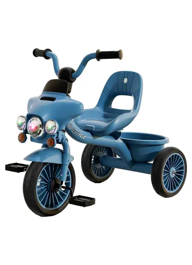 2–6 Years Kids Tricycle with Music, LED Lights &amp; Rear Basket Y-TS891 (L70 × W50 × H57)cm – Blue 