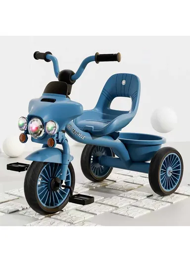 2–6 Years Kids Tricycle with Music, LED Lights &amp; Rear Basket Y-TS891 (L70 × W50 × H57)cm – Blue 