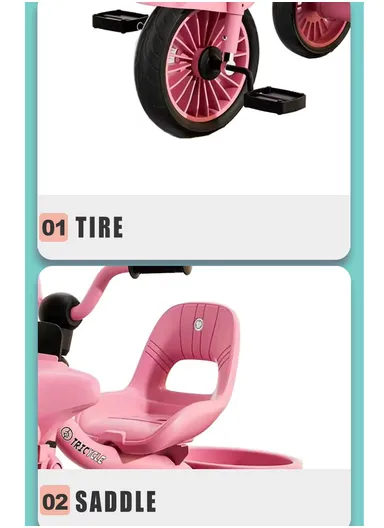 2–6 Years Kids Tricycle with Music, LED Lights &amp; Rear Basket Y-TS891 (L70 × W50 × H57)cm – Blue 