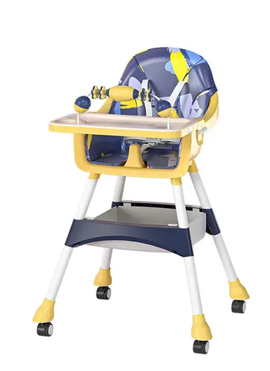 6 Months+ Adjustable 2 In 1 Baby High Chair with Safety Harness, Feeding Tray &amp; Storage Basket TF-HC360-P (L66 × W61 × H92)cm – Yellow