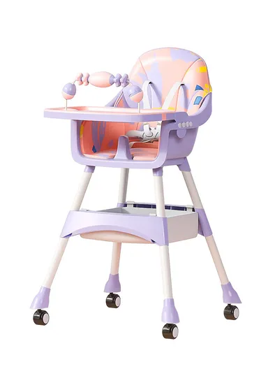 6 Months+ Adjustable 2 In 1 Baby High Chair with Safety Harness, Feeding Tray &amp; Storage Basket TF-HC360-B (L66 × W61 × H92)cm – Pink