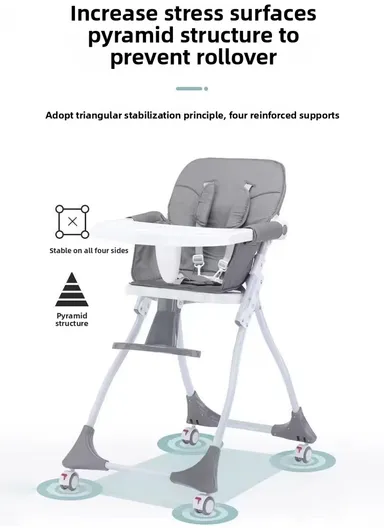 6–36 Month Baby High Chair, Multi-Functional Dining &amp; Playtime Chair, Foldable Booster Seat with Safety Belt, Adjustable Tray &amp; Easy One-Key Folding System Y-HC006F (L98 x W66 x H48)cm – Blue