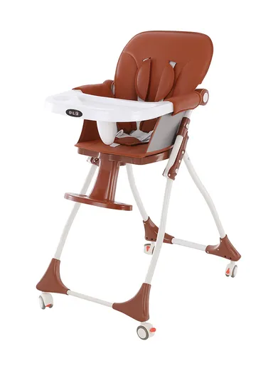 6–36 Month Baby High Chair, Multi-Functional Dining &amp; Playtime Chair, Foldable Booster Seat with Safety Belt, Adjustable Tray &amp; Easy One-Key Folding System Y-HC006F (L98 x W66 x H48)cm – Brown