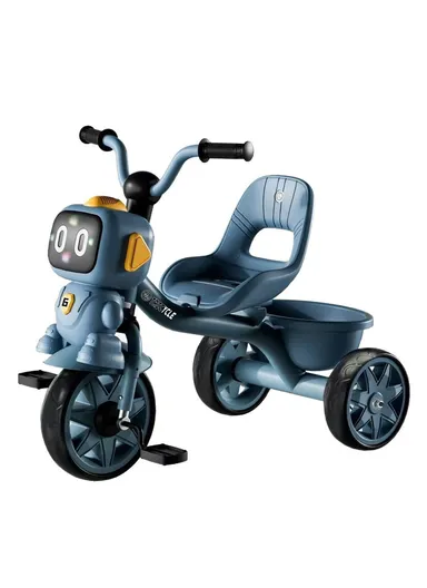 2–6 Years Kids Tricycle with Music, LED Lights &amp; Rear Basket Y-TS78867 (L70 × W50 × H57)cm – Blue 