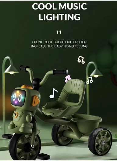 2–6 Years Kids Tricycle with Music, LED Lights &amp; Rear Basket Y-TS78867 (L70 × W50 × H57)cm – Blue 