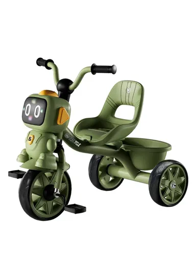 2–6 Years Kids Tricycle with Music, LED Lights &amp; Rear Basket Y-TS78867 (L70 × W50 × H57)cm – Green