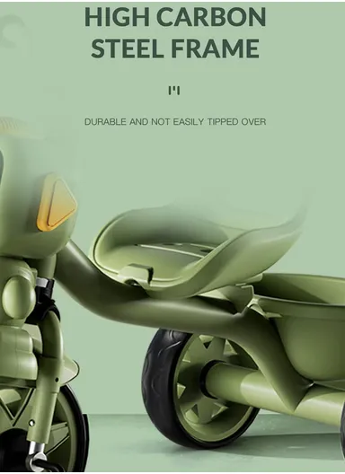 2–6 Years Kids Tricycle with Music, LED Lights &amp; Rear Basket Y-TS78867 (L70 × W50 × H57)cm – Green