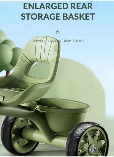 2–6 Years Kids Tricycle with Music, LED Lights &amp; Rear Basket Y-TS78867 (L70 × W50 × H57)cm – Green
