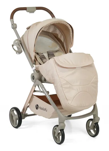 6–36 Month Baby Stroller, Foldable Pushchair with Full Canopy Cover, Reversible Handle, Safety Harness &amp; Storage Basket Y-S910-C - Coffee