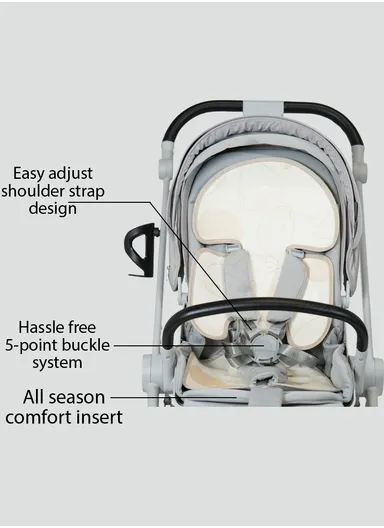 6–36 Month Baby Stroller, Foldable Pushchair with Full Canopy Cover, Reversible Handle, Safety Harness &amp; Storage Basket Y-S910-C - Coffee