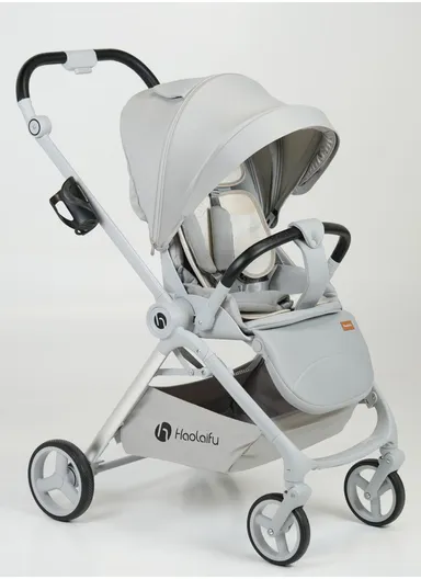 6–36 Month Baby Stroller, Foldable Pushchair with Full Canopy Cover, Reversible Handle, Safety Harness &amp; Storage Basket Y-S910-C - Coffee