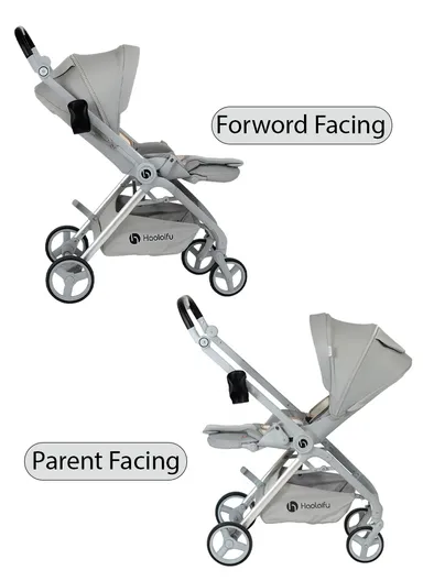 6–36 Month Baby Stroller, Foldable Pushchair with Full Canopy Cover, Reversible Handle, Safety Harness &amp; Storage Basket Y-S910-C - Coffee