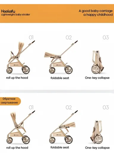 6–36 Month Baby Stroller, Foldable Pushchair with Full Canopy Cover, Reversible Handle, Safety Harness &amp; Storage Basket Y-S910-C - Coffee