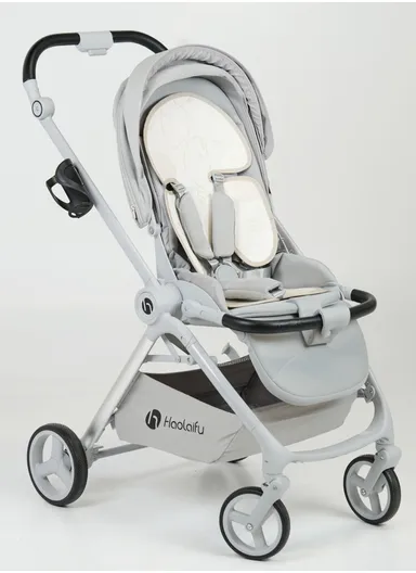 6–36 Month Baby Stroller, Foldable Pushchair with Full Canopy Cover, Reversible Handle, Safety Harness &amp; Storage Basket Y-S910-C - Grey