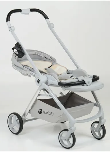 6–36 Month Baby Stroller, Foldable Pushchair with Full Canopy Cover, Reversible Handle, Safety Harness &amp; Storage Basket Y-S910-C - Grey