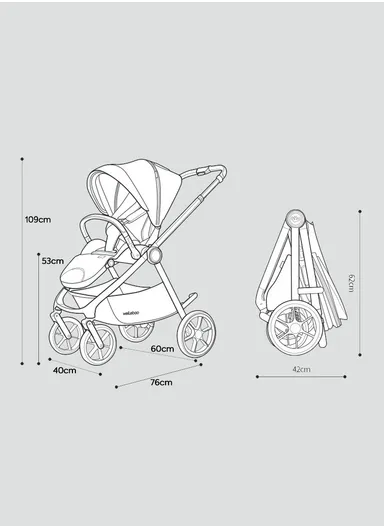 6–36 Month Baby Stroller, Foldable Pushchair with Full Canopy Cover, Reversible Handle, Safety Harness &amp; Storage Basket Y-S910-C - Grey