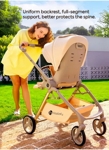 6–36 Month Baby Stroller, Foldable Pushchair with Full Canopy Cover, Reversible Handle, Safety Harness &amp; Storage Basket Y-S910-C - Grey