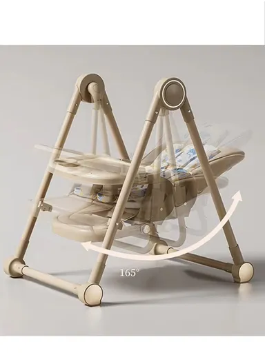 6 Months+ Adjustable Baby High Chair with Recline, Folding Function, PU Leather Seat, 7-Level Height Adjustment &amp; Double Tray TF-HC700-C (L51 × W77 × H106)cm – Coffee