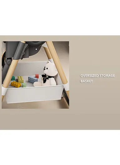 6 Months+ Adjustable Baby High Chair with Recline, Folding Function, Cotton Cushion Seat, 6-Level Height Adjustment &amp; Double Tray (L51 × W77 × H106)cm – Blue