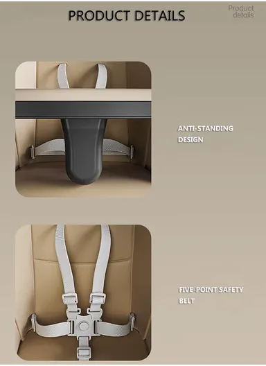 6 Months+ Adjustable Baby High Chair with Recline, Folding Function, Cotton Cushion Seat, 6-Level Height Adjustment &amp; Double Tray (L51 × W77 × H106)cm – Blue