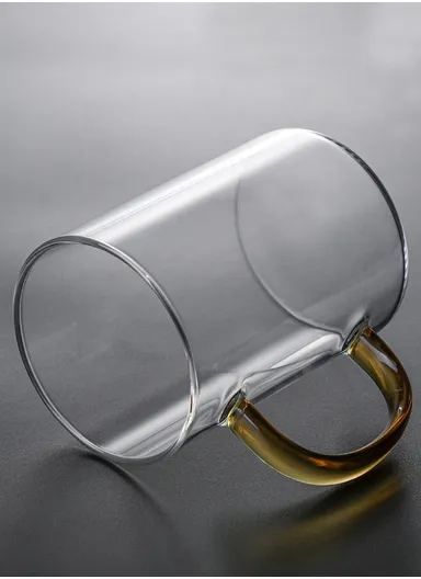 265ml Round Shape Glass Cup, Hot &amp; Cold Suitable Beverages (D6.5 x H8)cm - Yellow