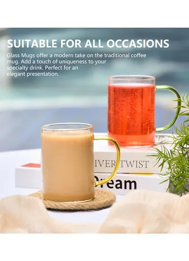 265ml Round Shape Glass Cup, Hot &amp; Cold Suitable Beverages (D6.5 x H8)cm - Yellow