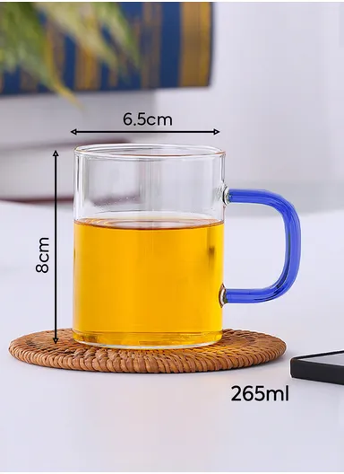 265ml Round Shape Glass Cup, Hot &amp; Cold Suitable Beverages (D6.5 x H8)cm - Green