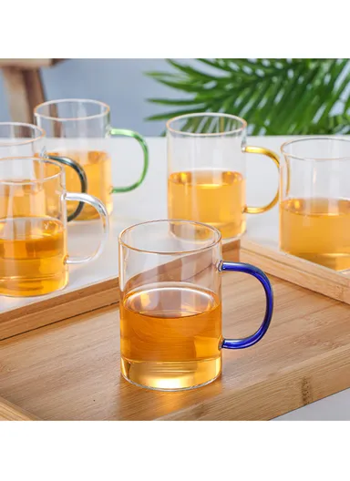 265ml Round Shape Glass Cup, Hot &amp; Cold Suitable Beverages (D6.5 x H8)cm - Green