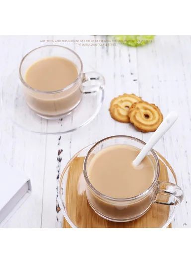 200ml 6-Pcs Elegant Round Glass Cup Set with Comfortable Grip 