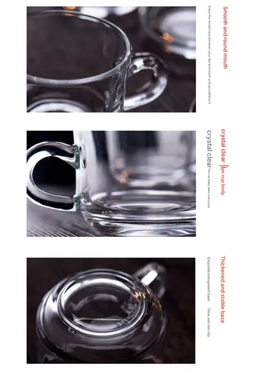 200ml 6-Pcs Elegant Round Glass Cup Set with Comfortable Grip 