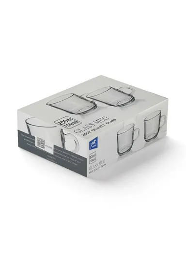 200ml 6-Pcs Elegant Round Glass Cup Set with Comfortable Grip 