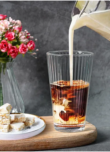  460ml 6Pcs Luxurious Round Glass Cup Set With Elegant Design For Beverages