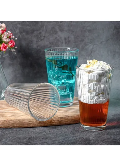  460ml 6Pcs Luxurious Round Glass Cup Set With Elegant Design For Beverages