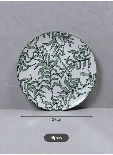 24 Pcs Reactive Glaze Dishes Set Chip Resistant &amp; Scratch Resistant Dinnerware Service for 6 Durable Everyday Dining Set - White &amp; Green