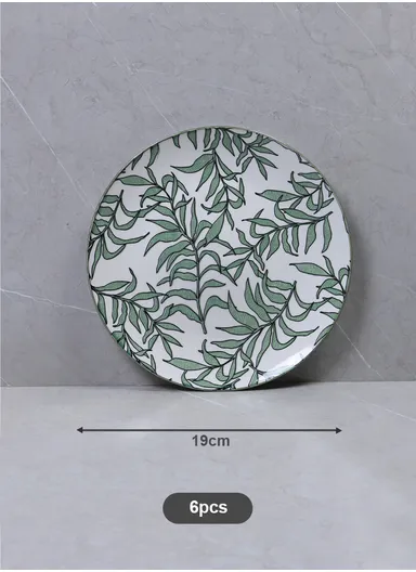 24 Pcs Reactive Glaze Dishes Set Chip Resistant &amp; Scratch Resistant Dinnerware Service for 6 Durable Everyday Dining Set - White &amp; Green