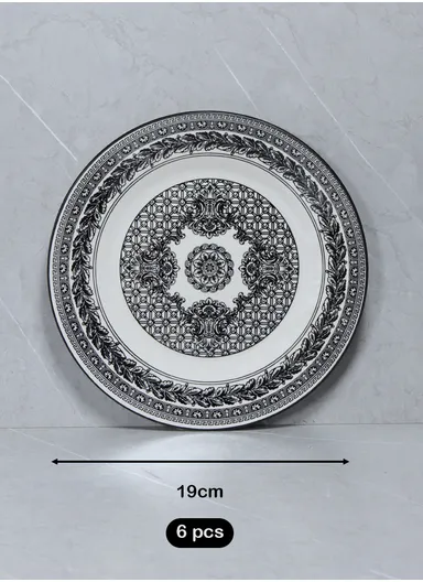 24 Pcs Reactive Glaze Dishes Set Chip Resistant &amp; Scratch Resistant Dinnerware Service for 6 Durable Everyday Dining Set - Black &amp; White